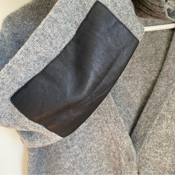 Madewell Lambs Wool with Leather Trim Button Up Grey Cardigan Small - Picture 8 of 14